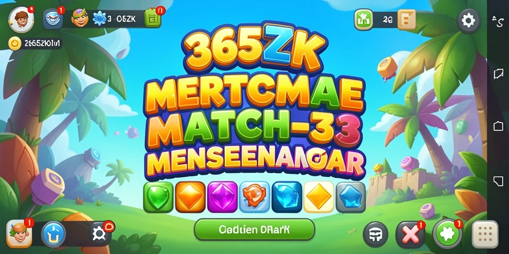 Screenshot permainan 365ZK menunjukkan gameplay Match-3 yang penuh warna dan strategi.