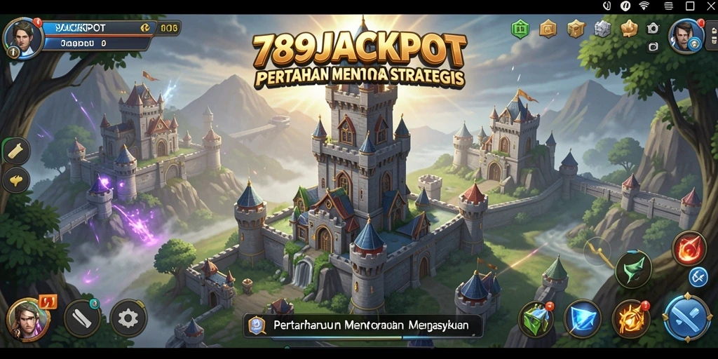 Tampilan gameplay 789JACKPOT dengan aksi pertahanan menara yang epik.