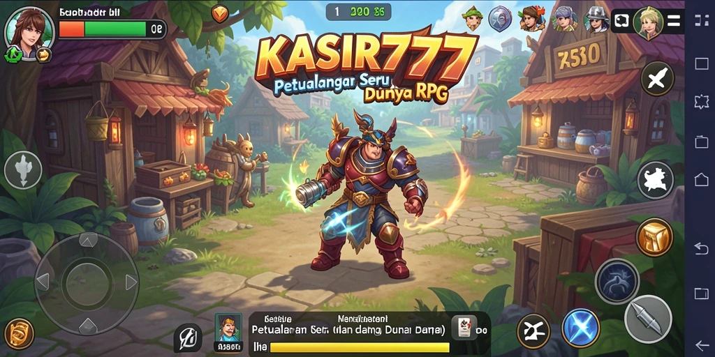 Screenshot KASIR777 menampilkan pertarungan epik karakter di dunia RPG.