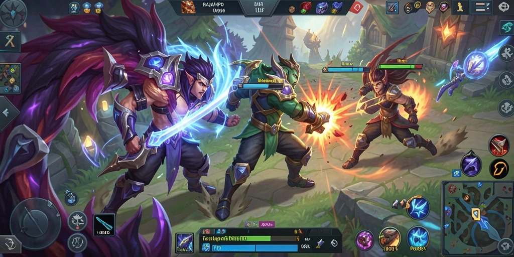 Tampilan seru gameplay RAJAMPO dalam pertarungan tim.